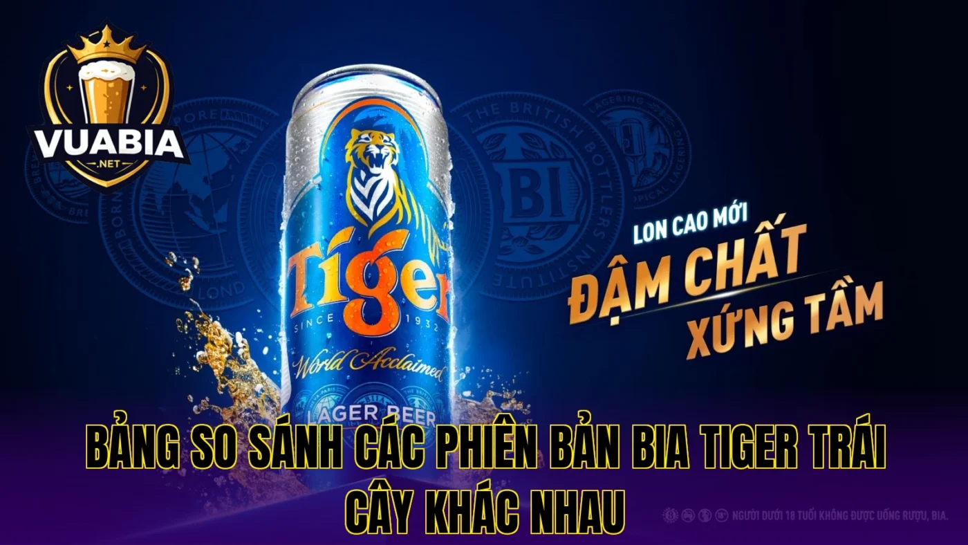 Bảng so sánh các phiên bản bia Tiger trái cây khác nhau