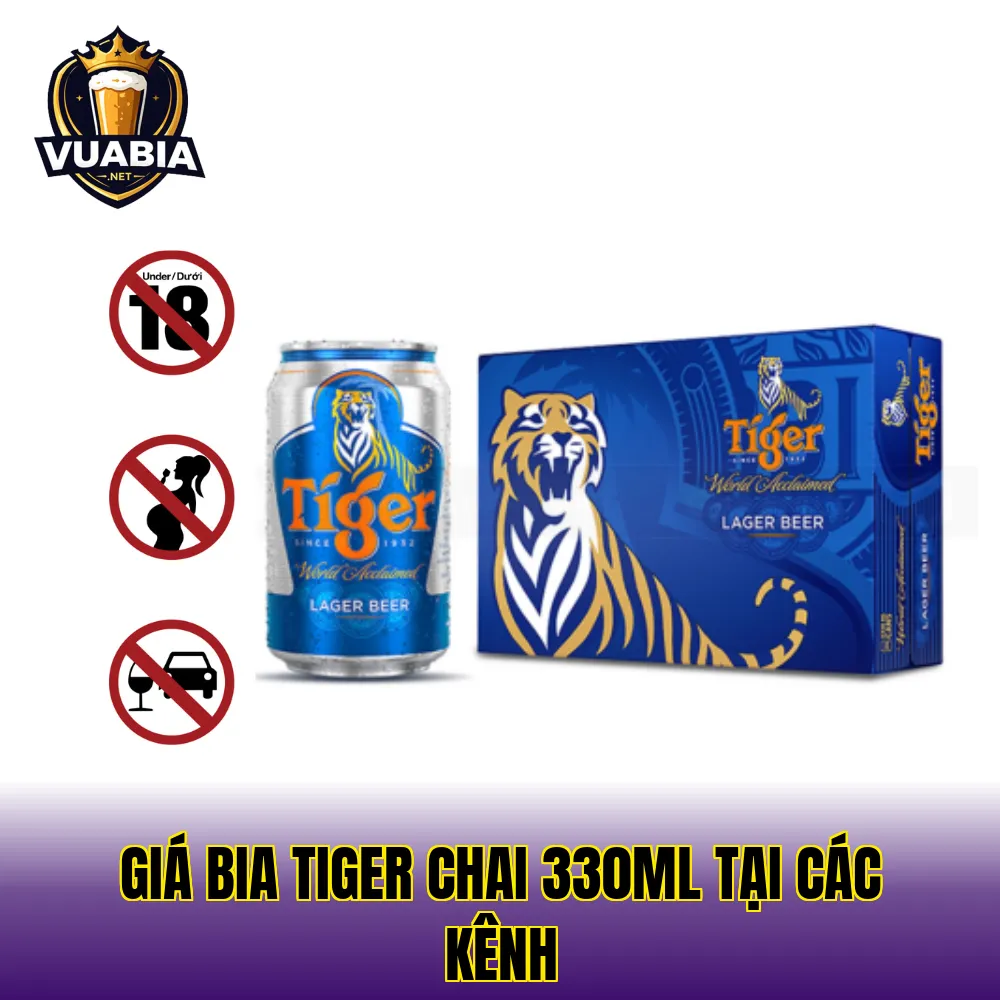 Giá bia Tiger chai 330ml tại các kênh