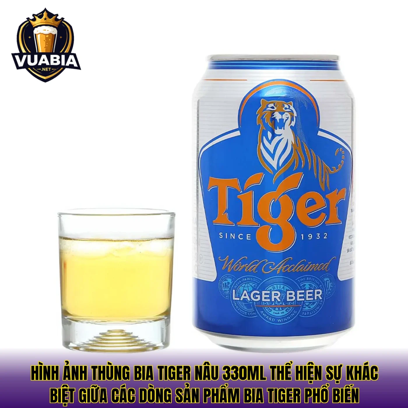 Hình ảnh thùng bia Tiger nâu 330ml thể hiện sự khác biệt giữa các dòng sản phẩm bia Tiger phổ biến